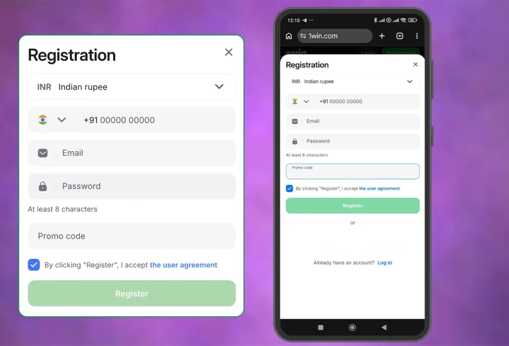 Registration at 1win India
